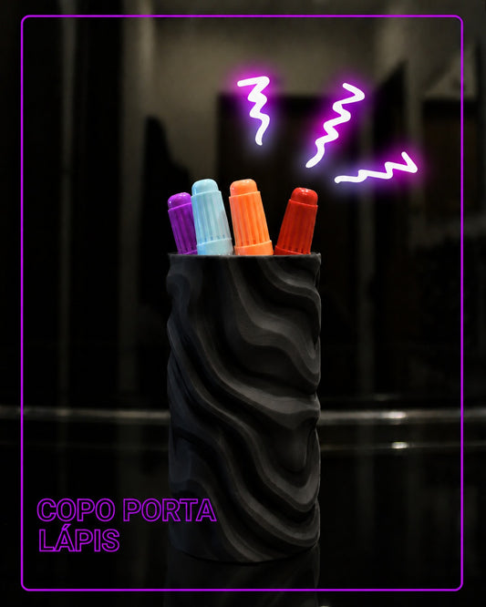 Copo Porta-Lápis Ondulado – Organizador de Secretária Impresso em 3D